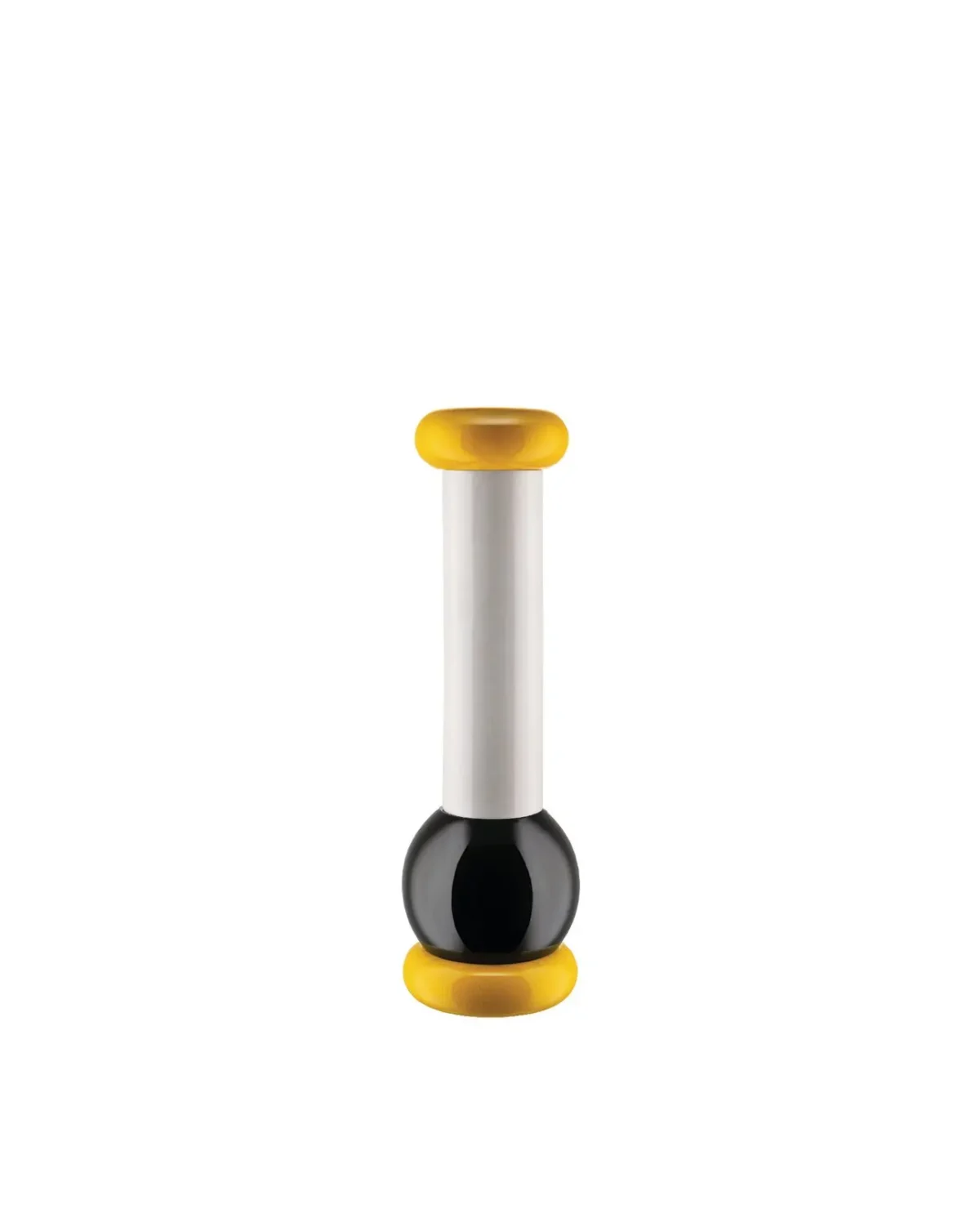 Macinasale, pepe e spezie in legno di faggio, giallo, nero, bianco. Alessi 100 Values collection h cm 11 diametro cm 7 - immagine 1
